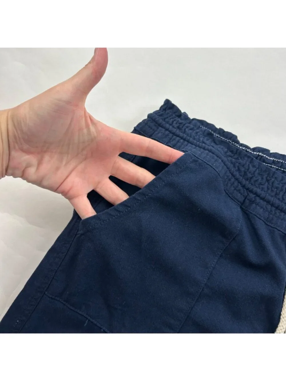 Cali 1850 Navy Blue Linen Blend Relaxed Leg Pant L - Picture 3 of 7